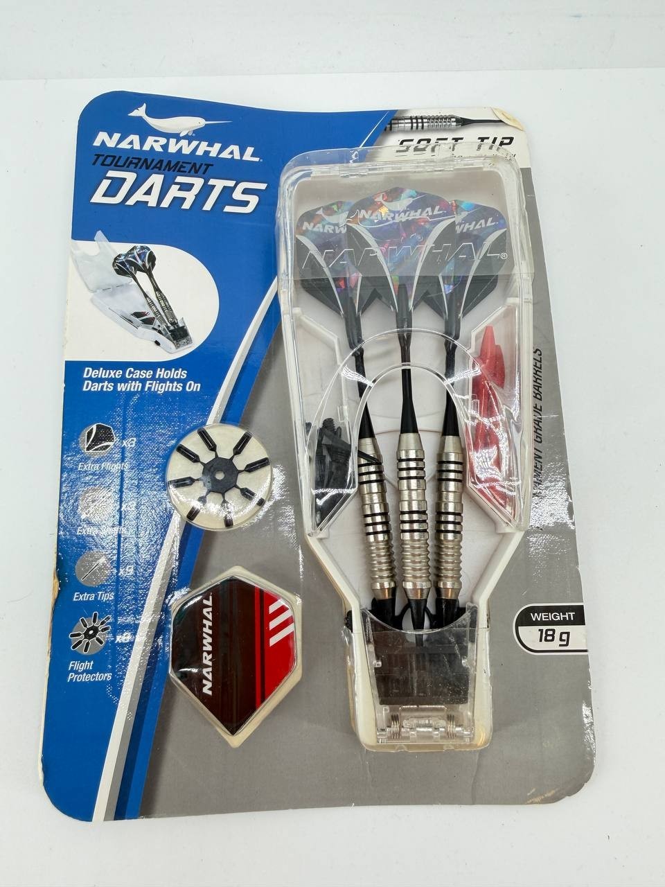 Narwhal Tournament Soft Tip Darts 18g Deluxe Case Accessories New Sealed