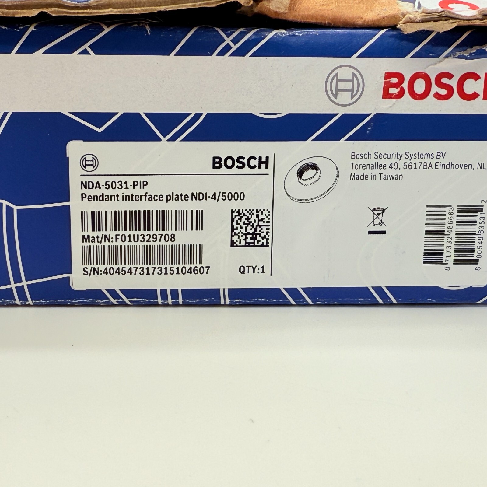Bosch NDA-5031-PIP Pendant Interface Mounting Plate NDI-4/5000 White