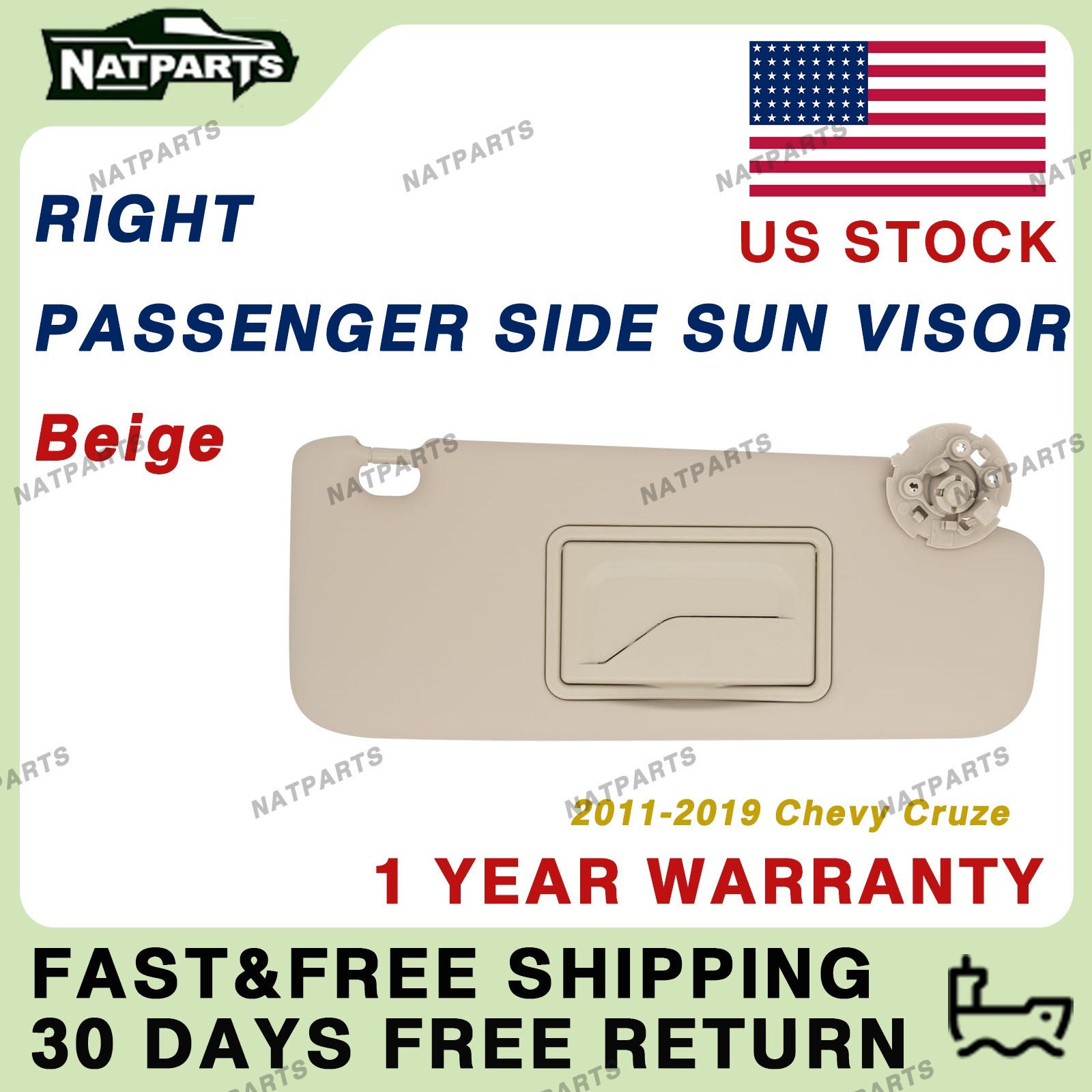 Right Passenger Sun Visor For Chevy Cruze 2011-2019 ‎95034256 95034253 84126667