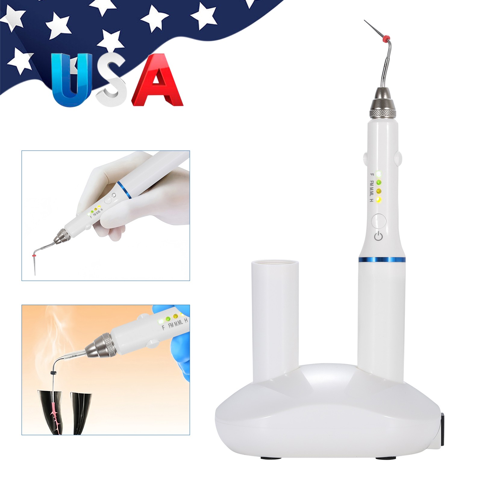 Dental Gutta Percha Obturation Pen 2S Heating Double Charging w/ 4 Endo Tips