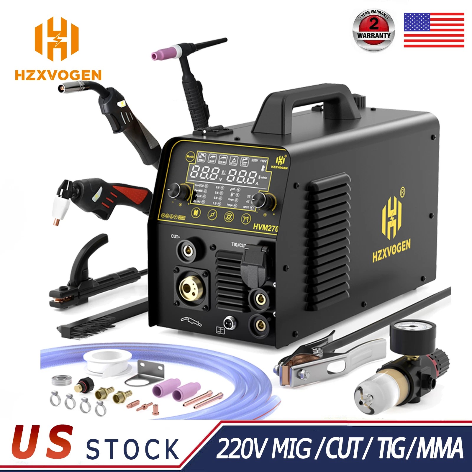 HZXVOGEN 6 IN 1 MIG/Plasma Cutter/HF TIG/ARC Welder Gas/Gasless Machine Aluminum