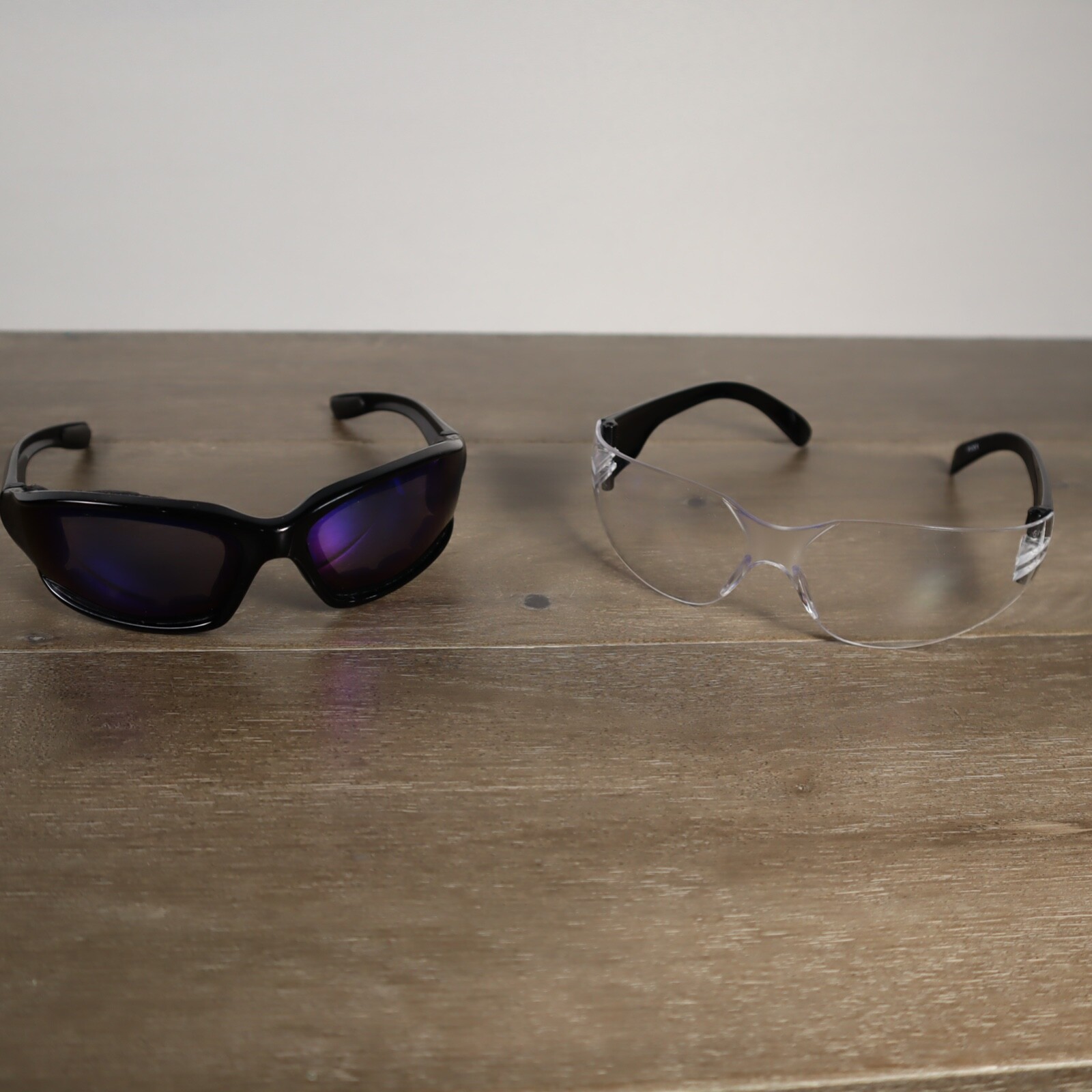 Motorcycle Glasses 2 Pair Padded Sunglasses & Clear Protective Glasses