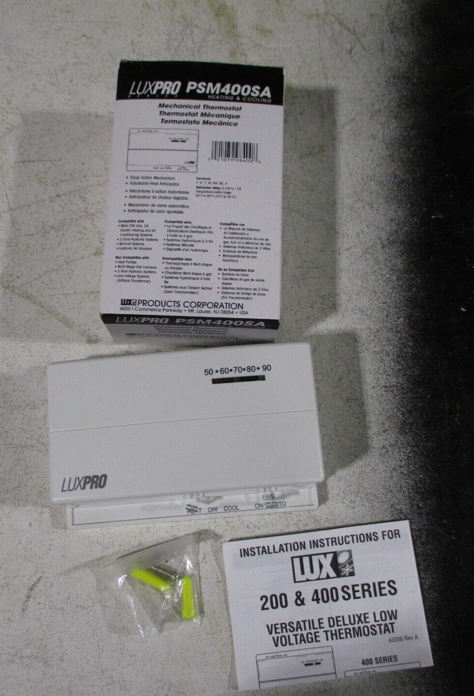 LUXPRO PSM400SA Mechanical Thermostat 200&400 Series Versatile Deluxe Low Voltag