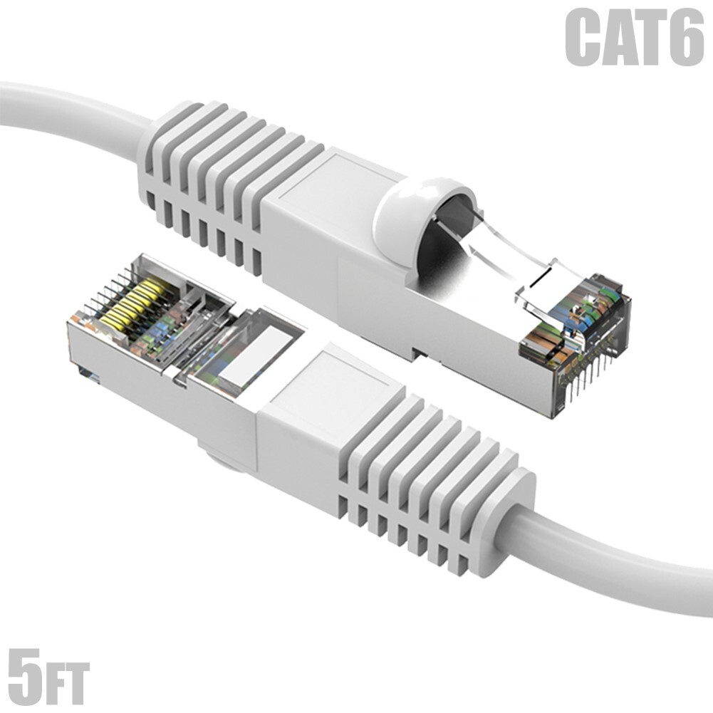 5FT Cat6 RJ45 Ethernet LAN Network SSTP Shielded Patch Cable Copper 26AWG White