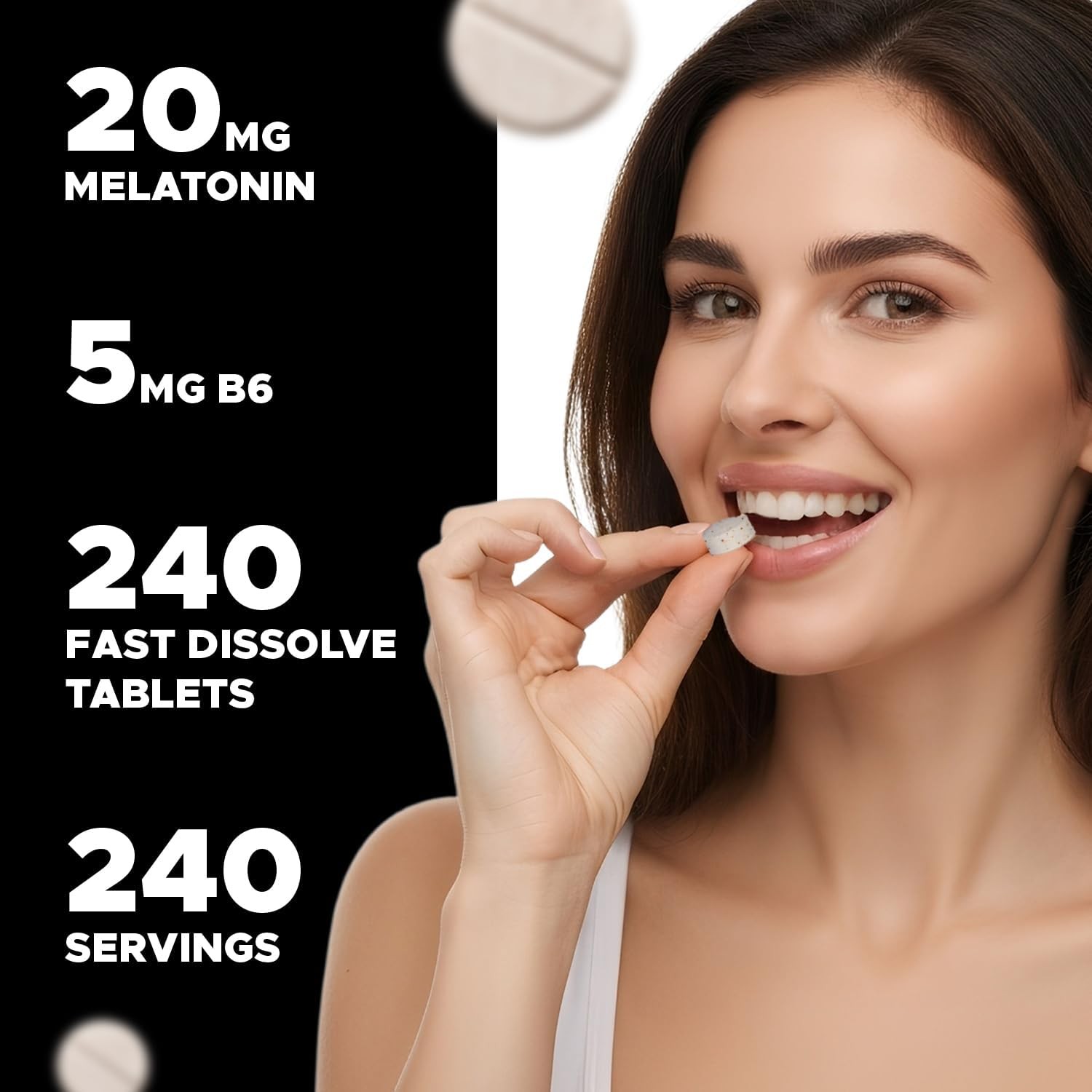 Melatonin 20mg High Potency Natural Sleep Aid Berry Flavor 240 Fast Dissolve TAB