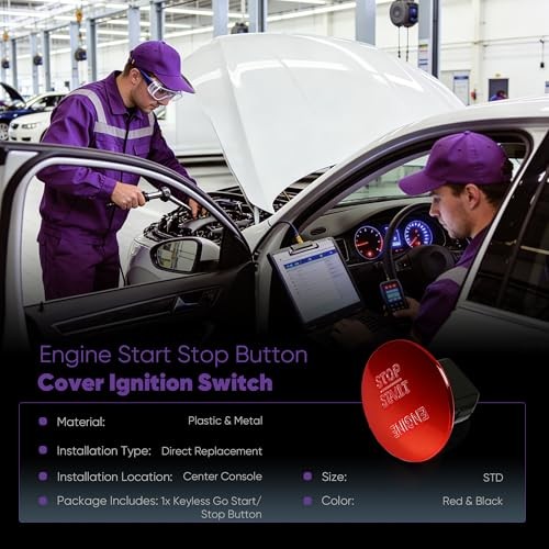 Keyless Push Start Button Cover Engine Start Stop Button Ignition Switch Red