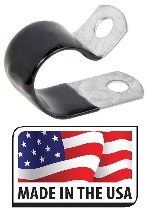 (25 pcs) 3/4" Black Vinyl Cushion Clamp Galvanized Steel Made In USA 3/4 inch