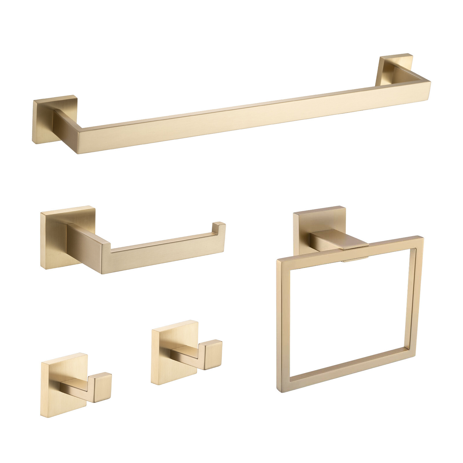 5 pcs Bathroom Hardware Accessories Set Towel Bar Set Brushed Gold