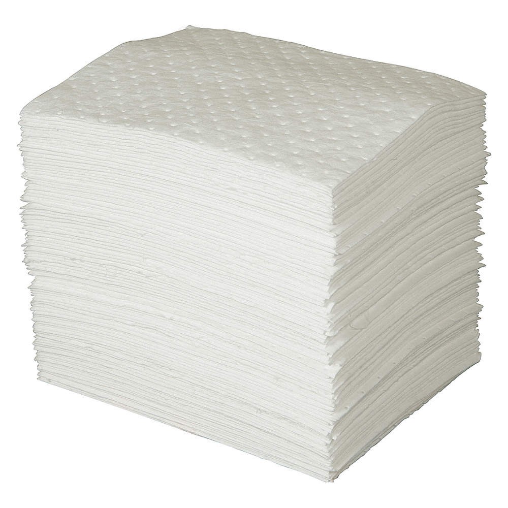 BRADY SPC ABSORBENTS OP300 Absorb Pad,Oil-Based Liquids,White,PK100 15U848