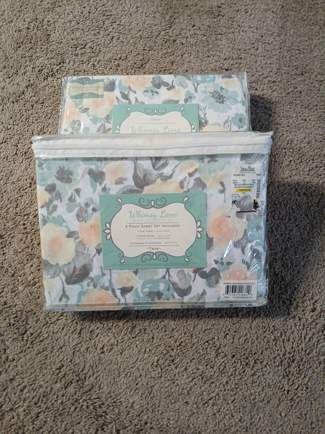 Qty 2 Whimsy Lane 4 Piece Twin Sheet Sets, New