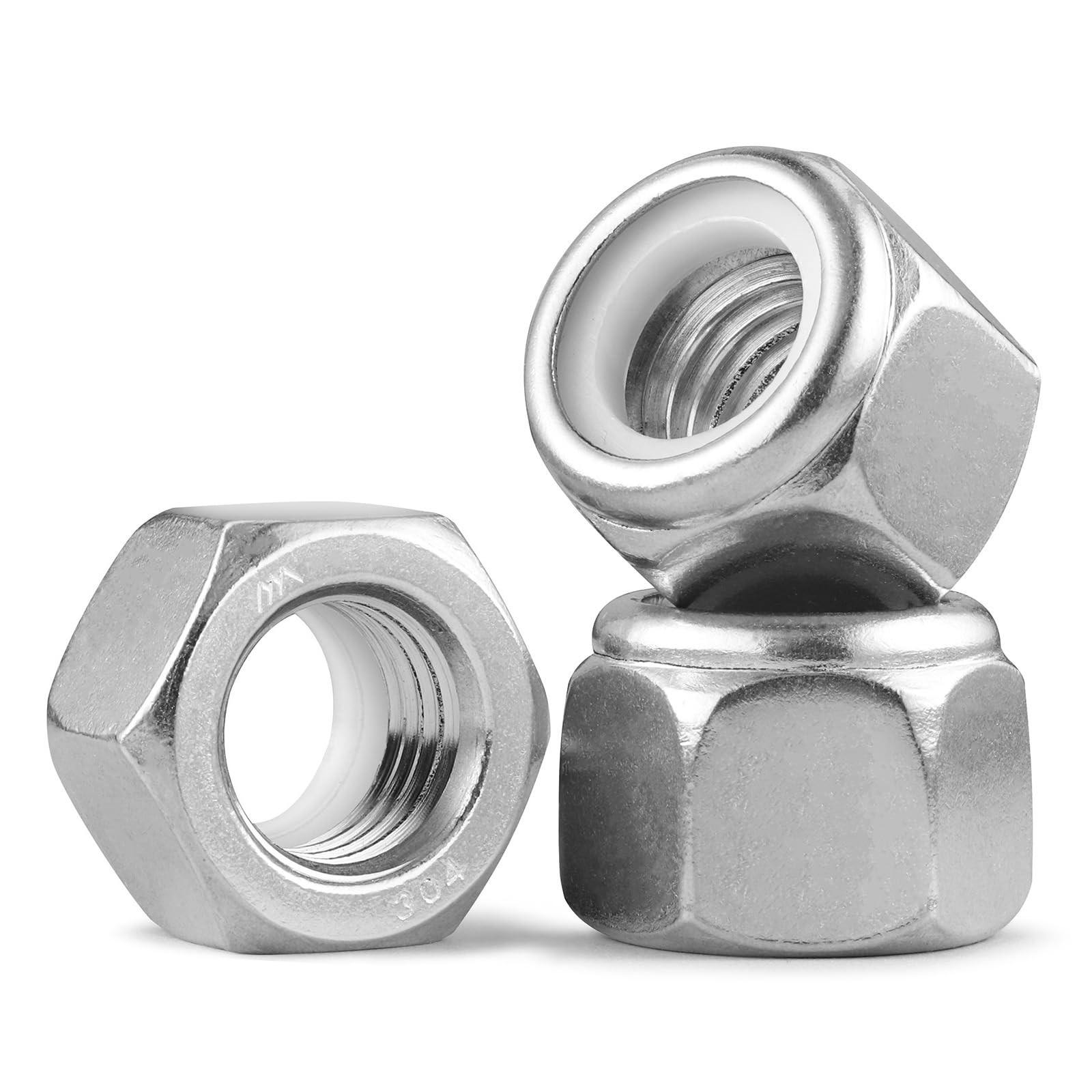 50Pcs 5/16-18 Lock Nuts, Nylon Insert Locknuts 304 Stainless Steel 18-8 SS Se...