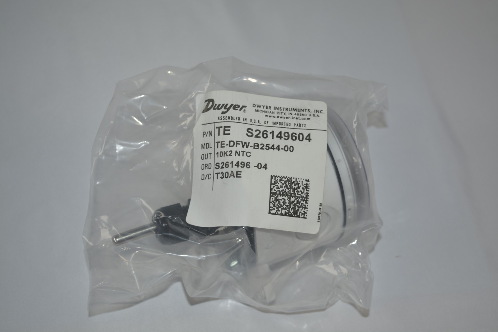 Dwyer TE-DFW-B2544-00 10K2 NTC Temp Sensor