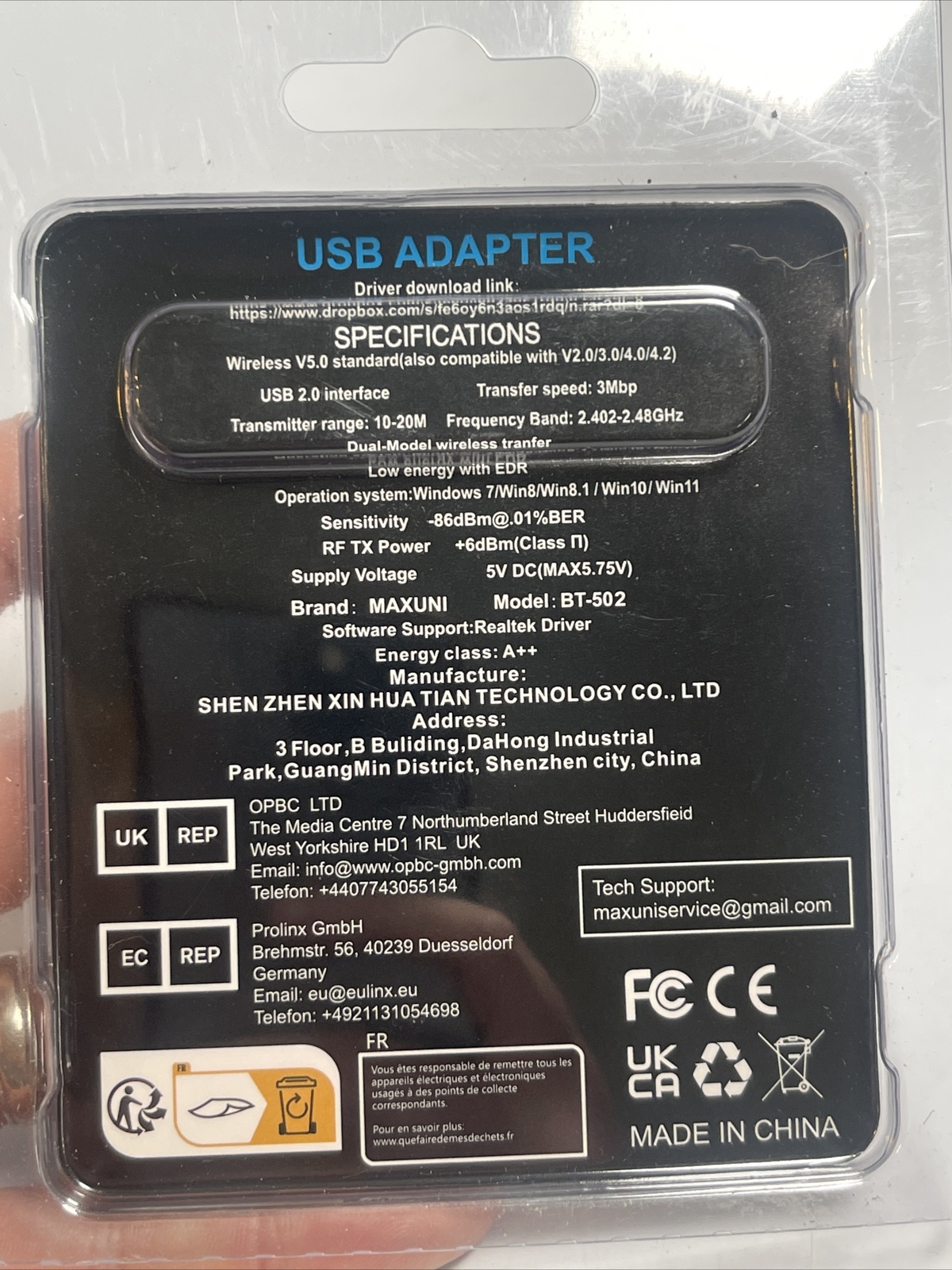 Bluetooth Adapter PC Maxuni Bluetooth Dongle Adapter Computer Desktop BT-502 New
