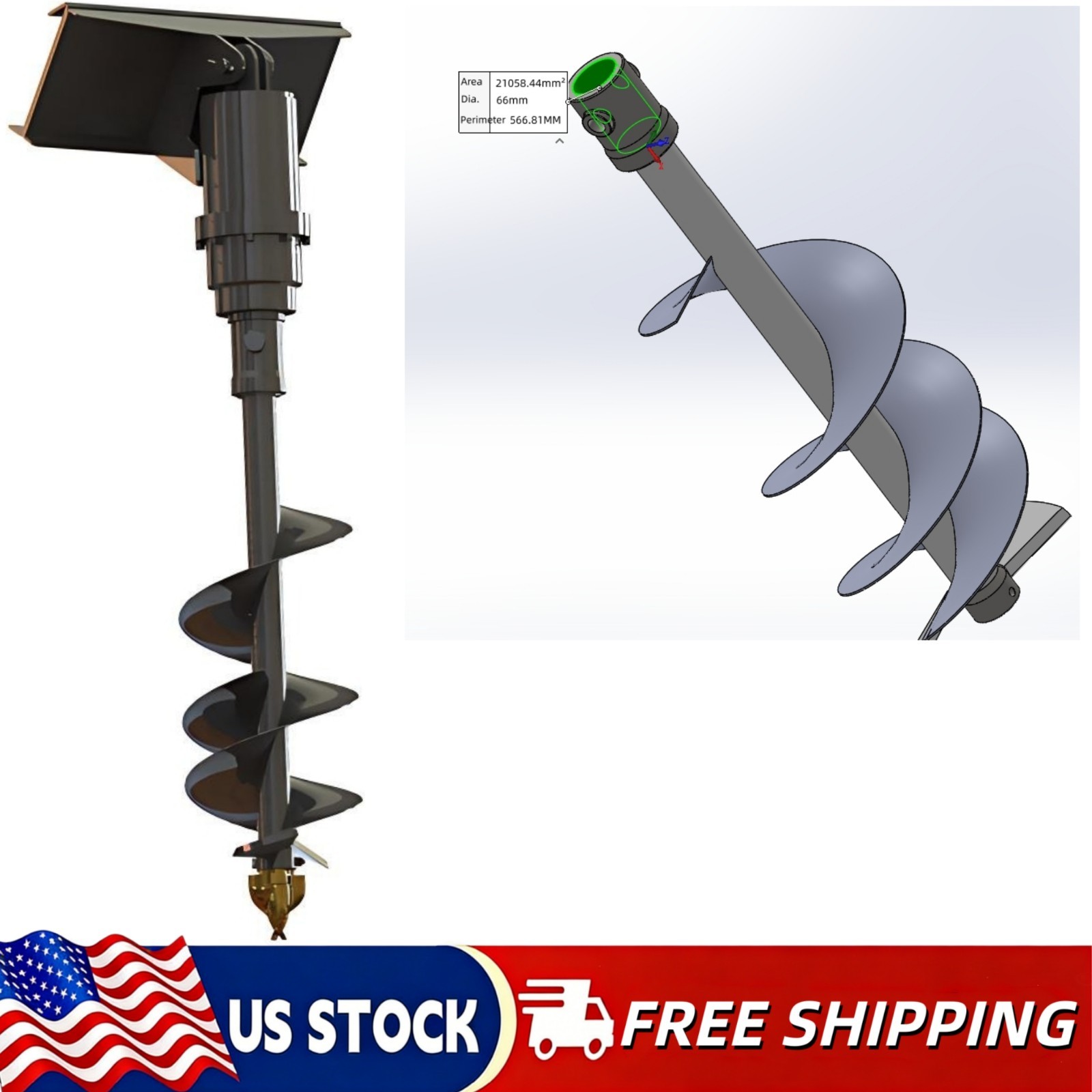 AGT 12" Hydraulic Auger for Mini Skid Steer Attachment Up to 48" Drilling Depth
