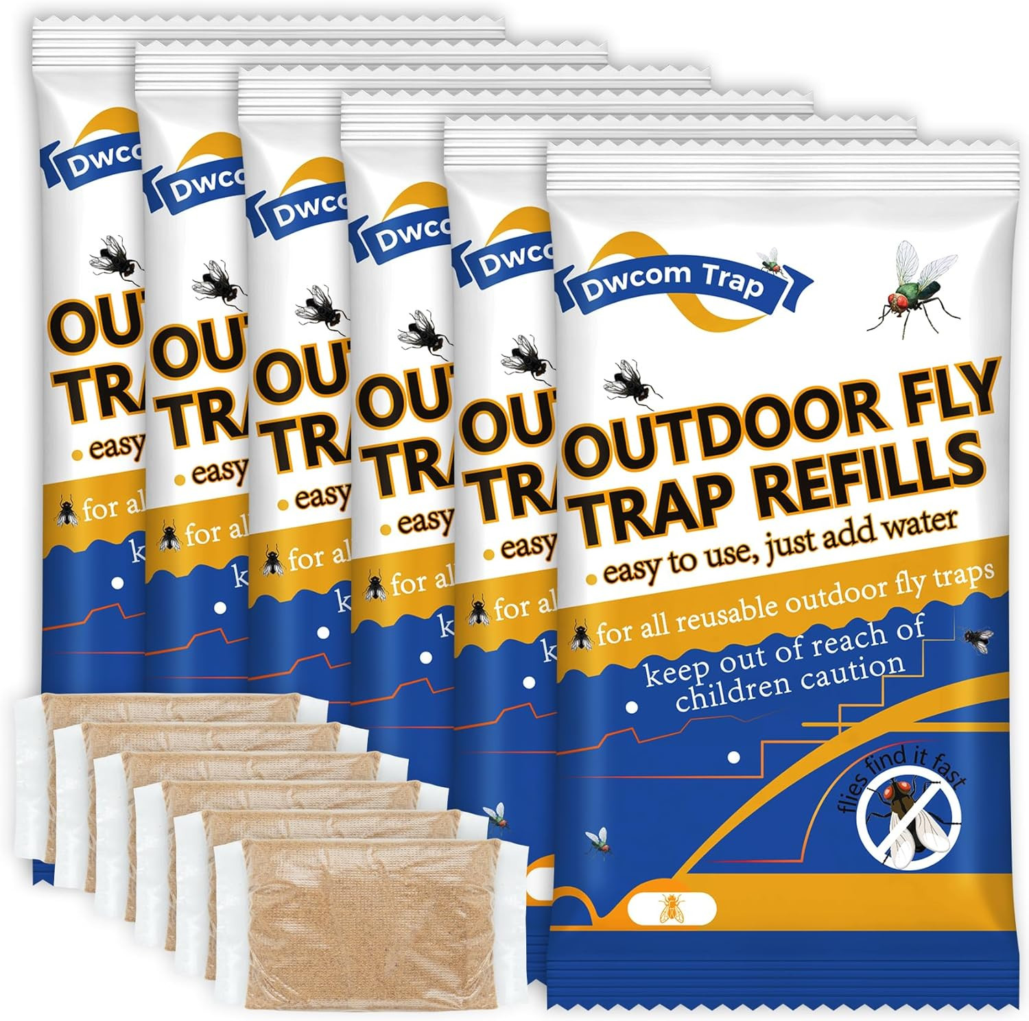 6X1.06Oz Fly Bait Trap Refill Packets, Flies Attractant Refills for All Reusable