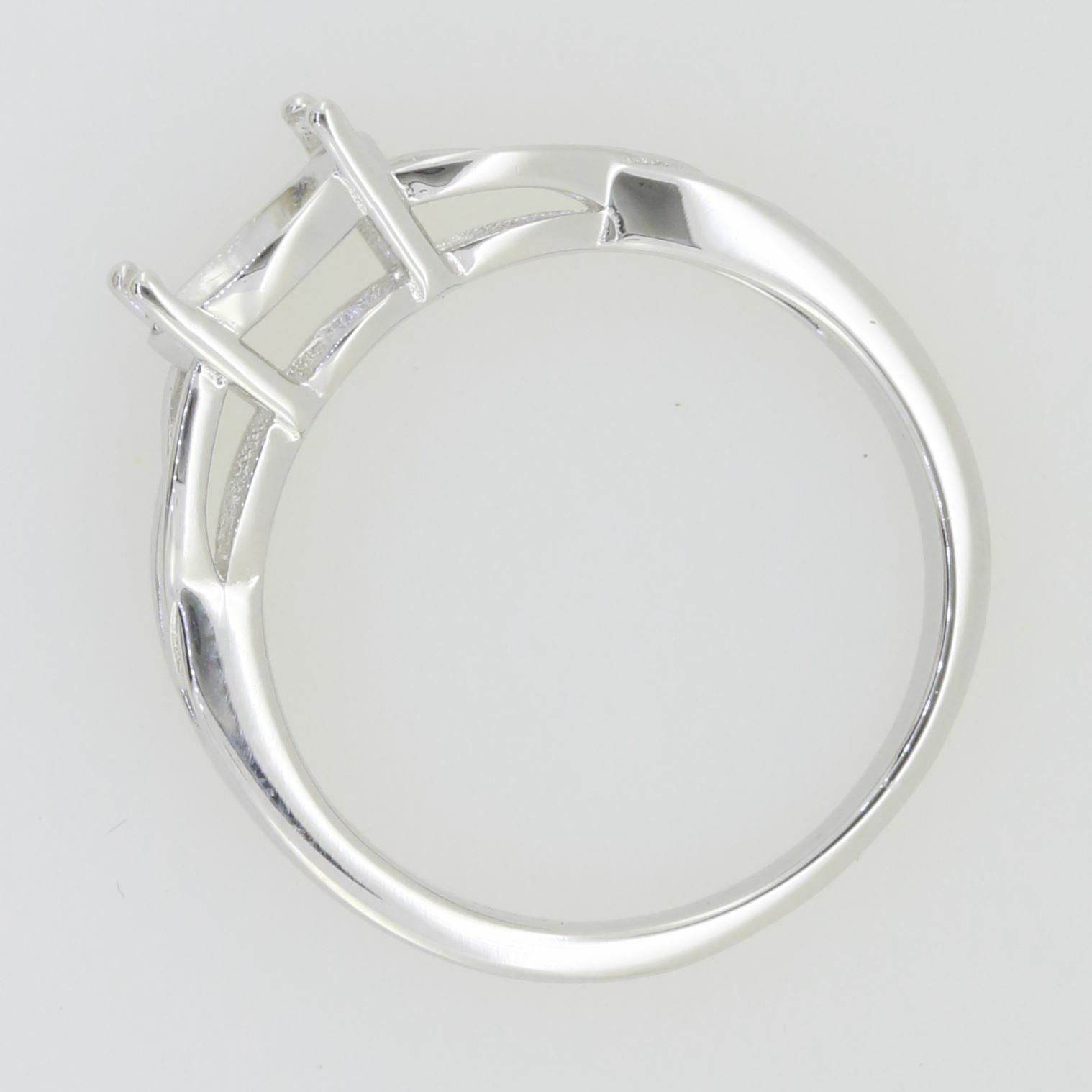 Sterling Silver Semi Mount Ring Setting Round RD 8x8mm White Topaz