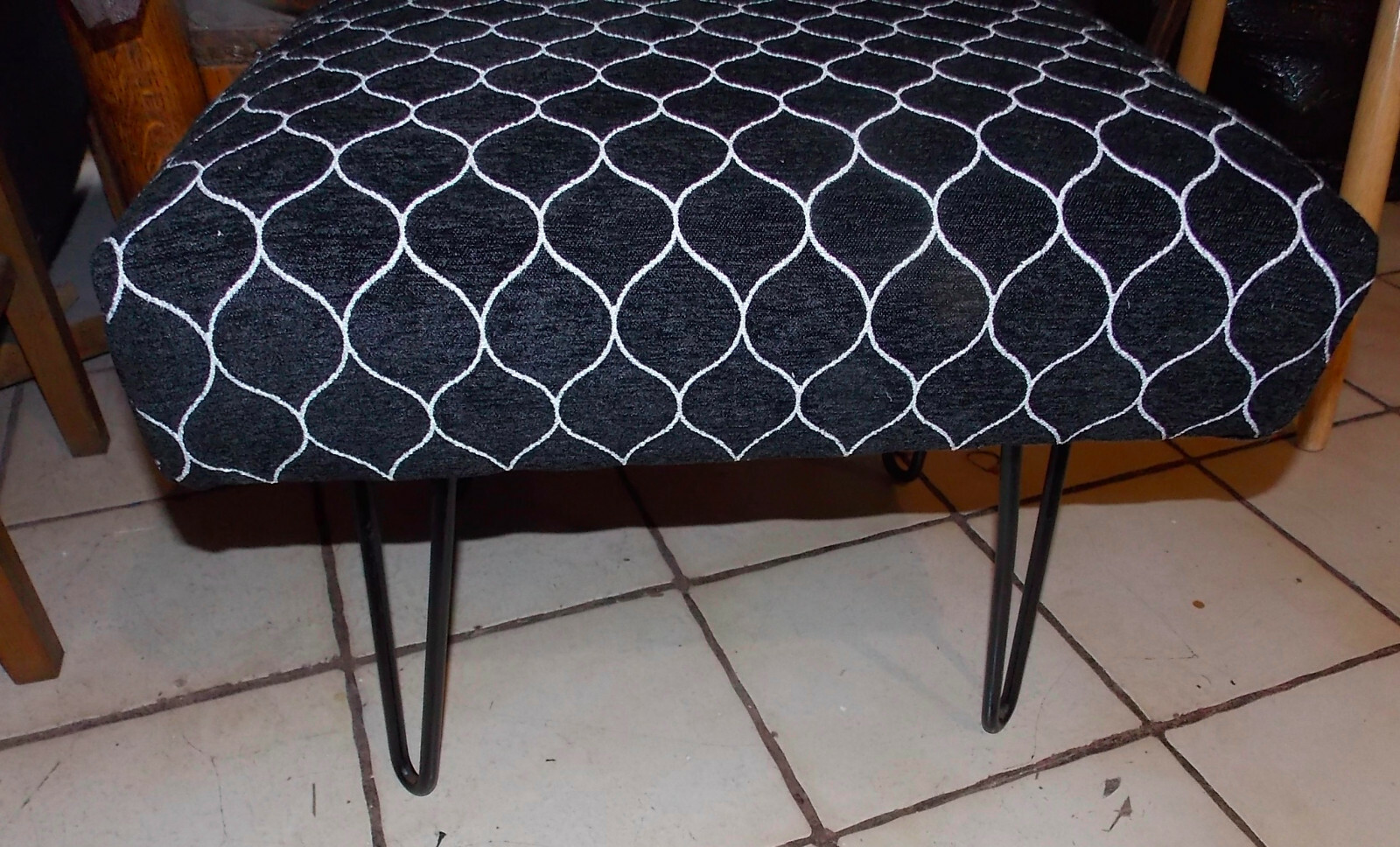 Black Mid Century Footstool / Stool  (FS103)