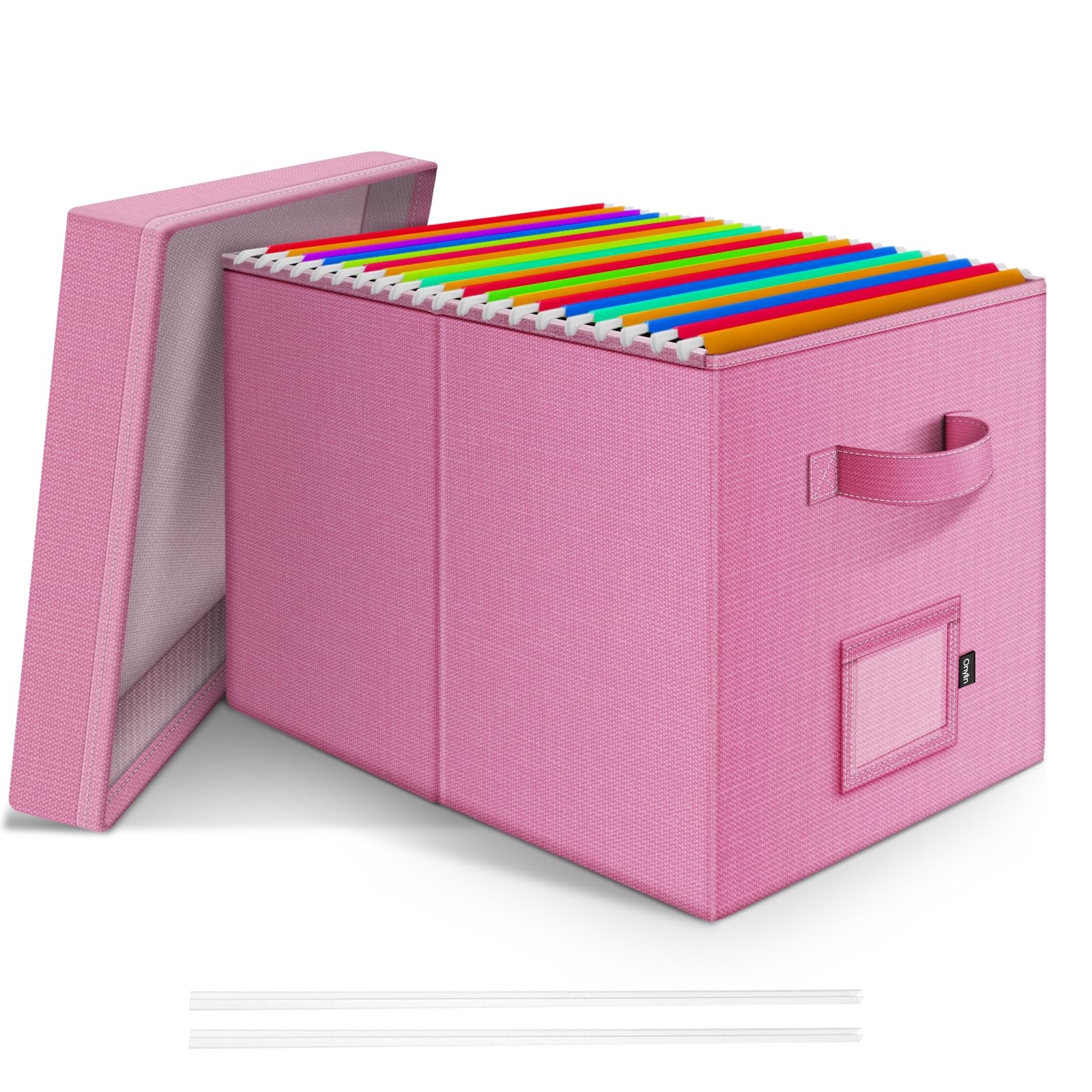 File Organizer Box Lid Linen Hanging Storage Handle Collapsible Document