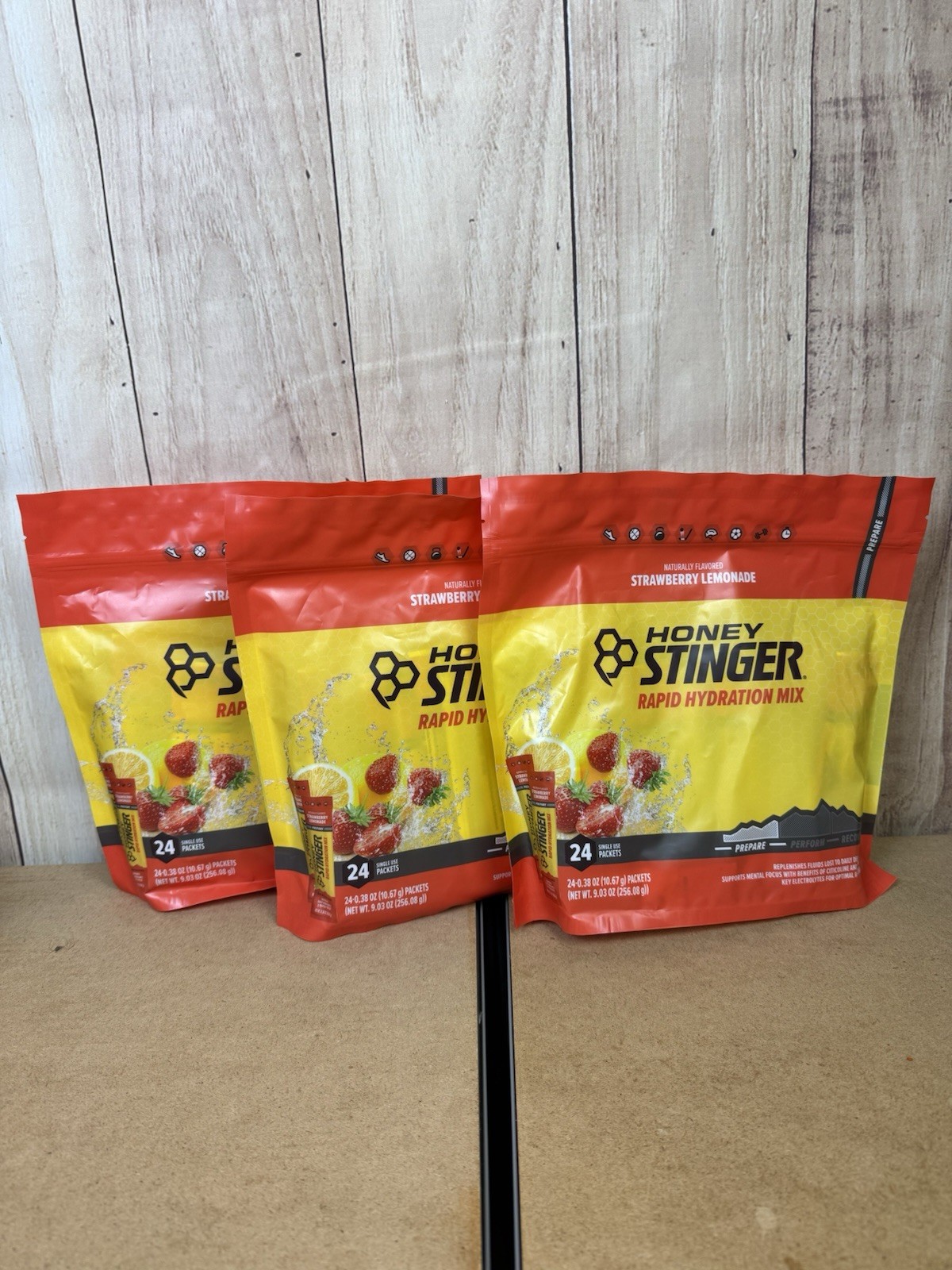 Honey Stinger Rapid Hydration Mix Strawberry Lemonade 3 Packs of 24 Exp 6/15/23