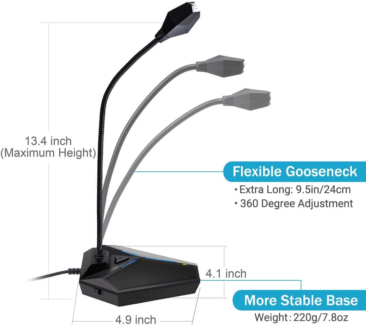 USB Computer Microphone, Plug &Play Desktop Omnidirectional Condenser PC Laptop