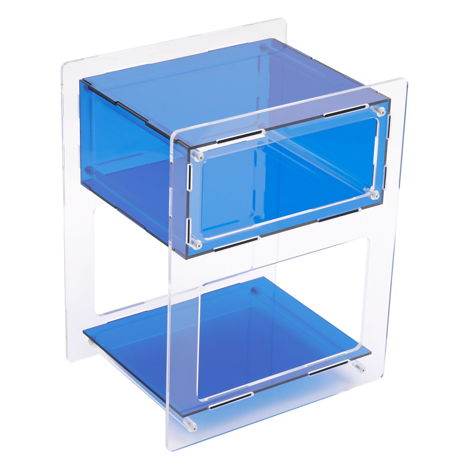 Acrylic Side Table Free Standing Acrylic Nightstand Rectangle Storage Shelf