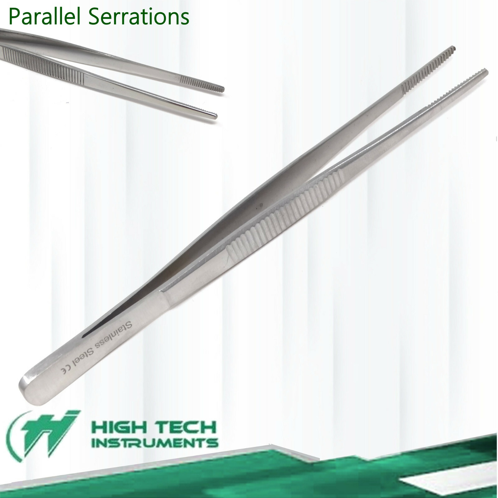 Dressing Tweezer 8" Tissue Thumb Forceps 2.6cm Serrated Tip Surgical Tools