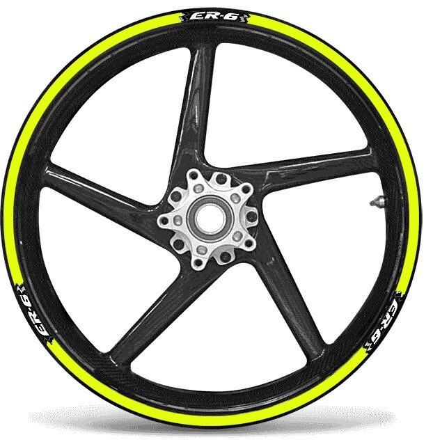 Kit Strisce Adesive Compatibili Cerchi 17 Moto Kawasaki ER6N ER6F Giallo Fluo