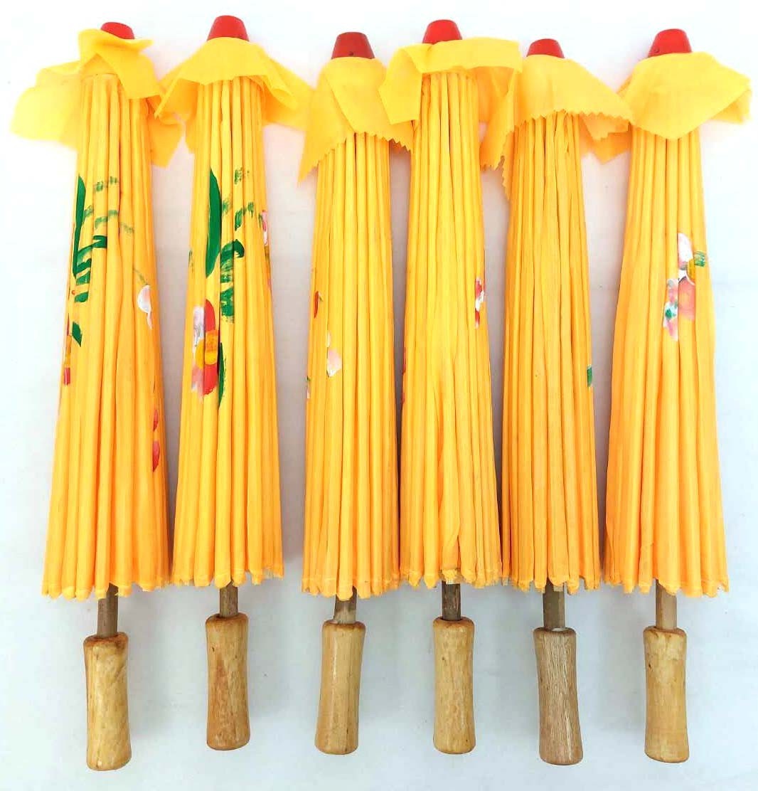 6 Pack Yellow Nylon Umbrella Parasol Photography Dance 22 inch Kid Size S-2171x6