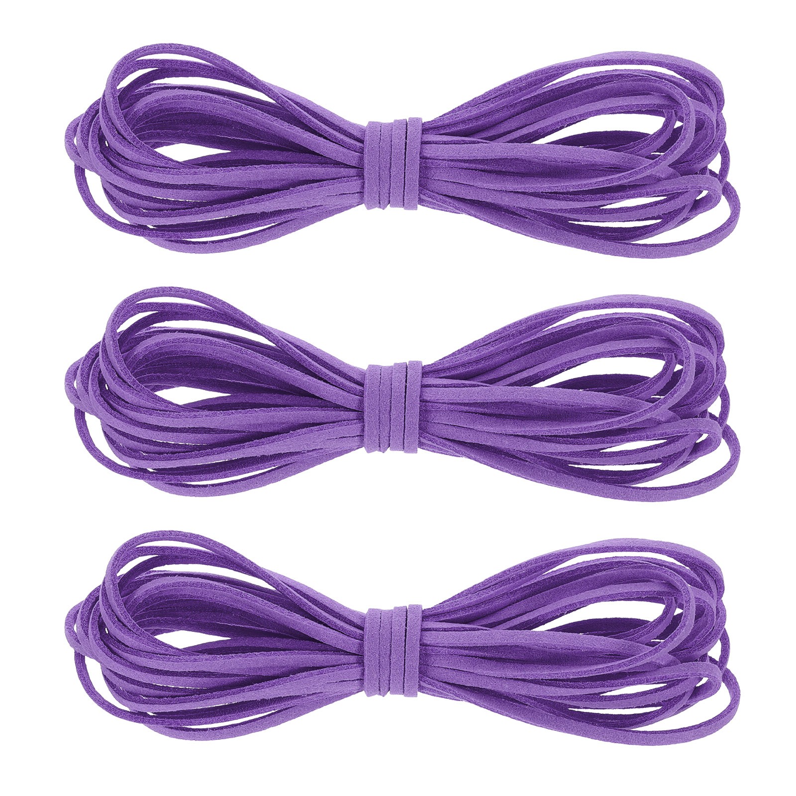 3Pcs Faux Suede Leather String, 4.4 Yards 3mm Flat Suede Cord, Light Purple