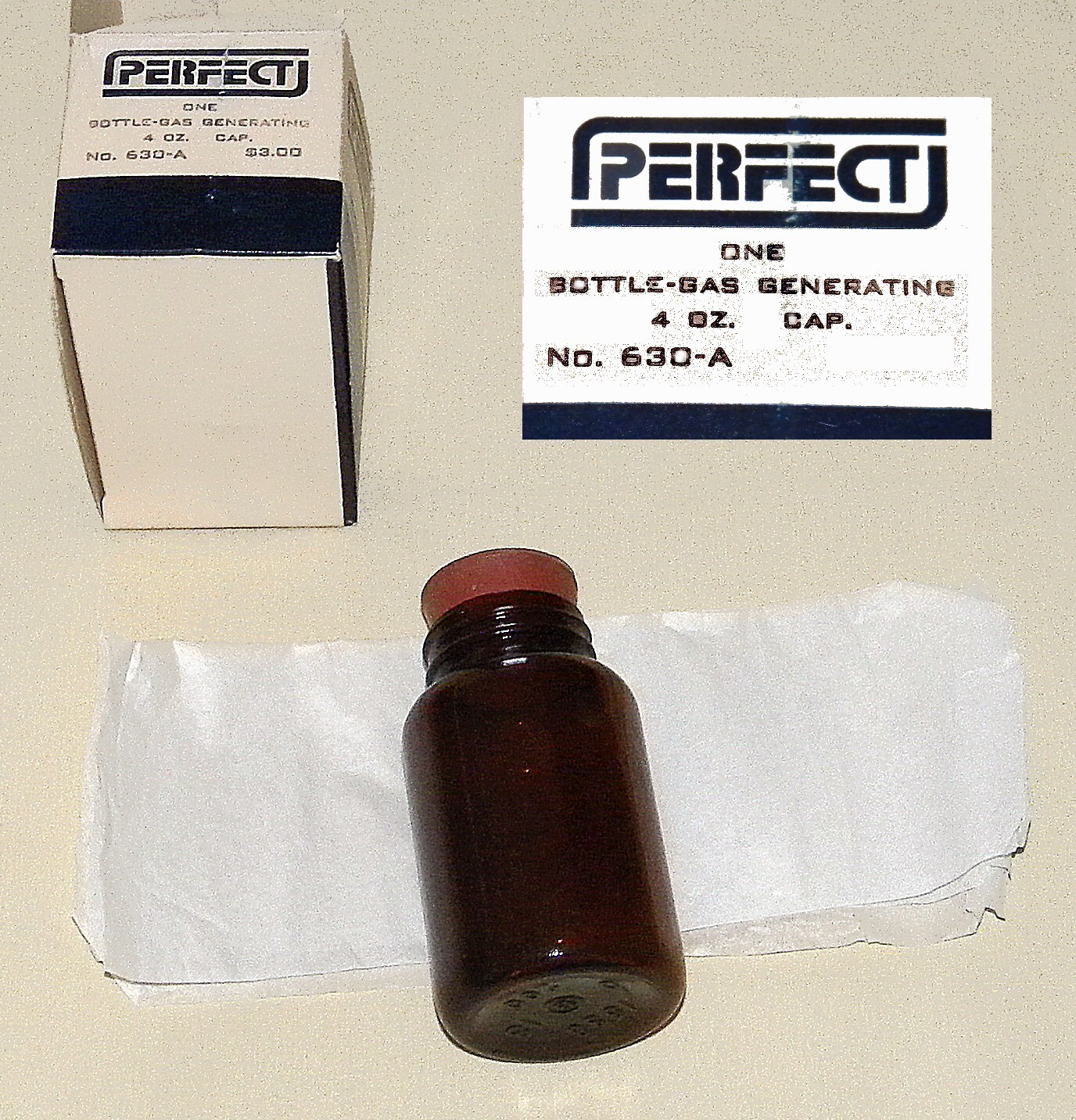 PERFECT CHEMESTRY ITEM Bottle-Gas Generating with Cap No. 630-A New in Box