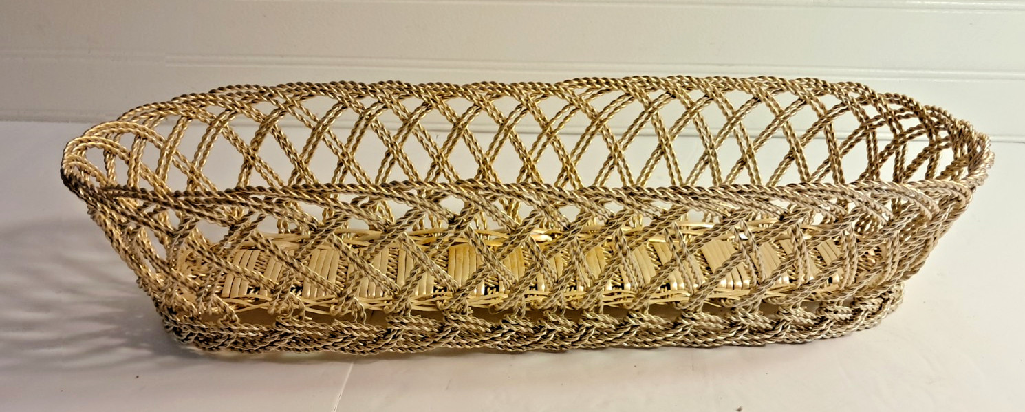 MCM Gold tone Metal Brass Twisted Rope Bread Basket Woven 18" Long  India