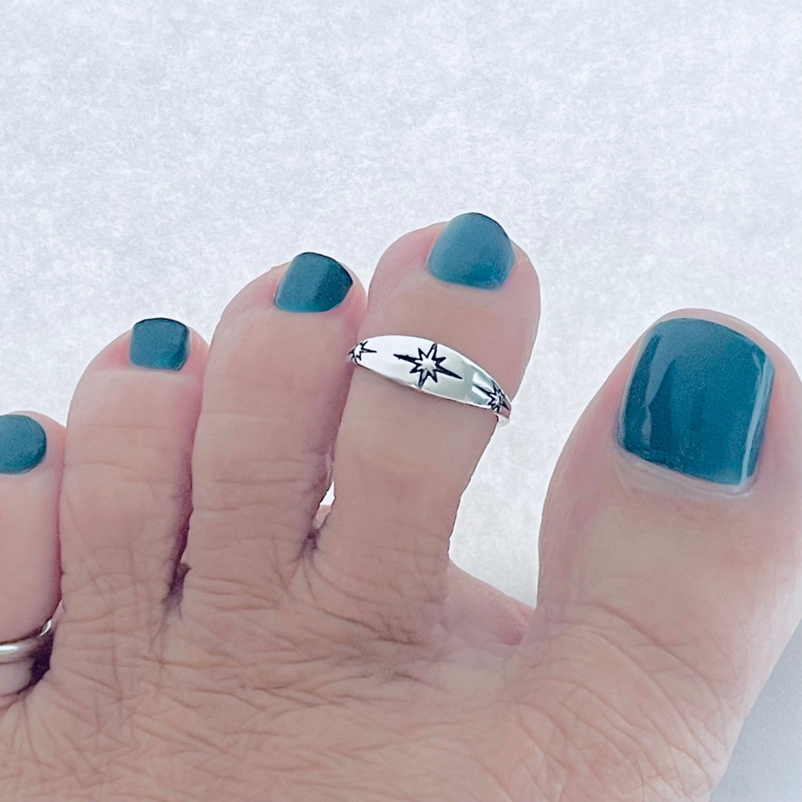 Sterling Silver Moon and Star Toe Ring, Celestial Silver Rings