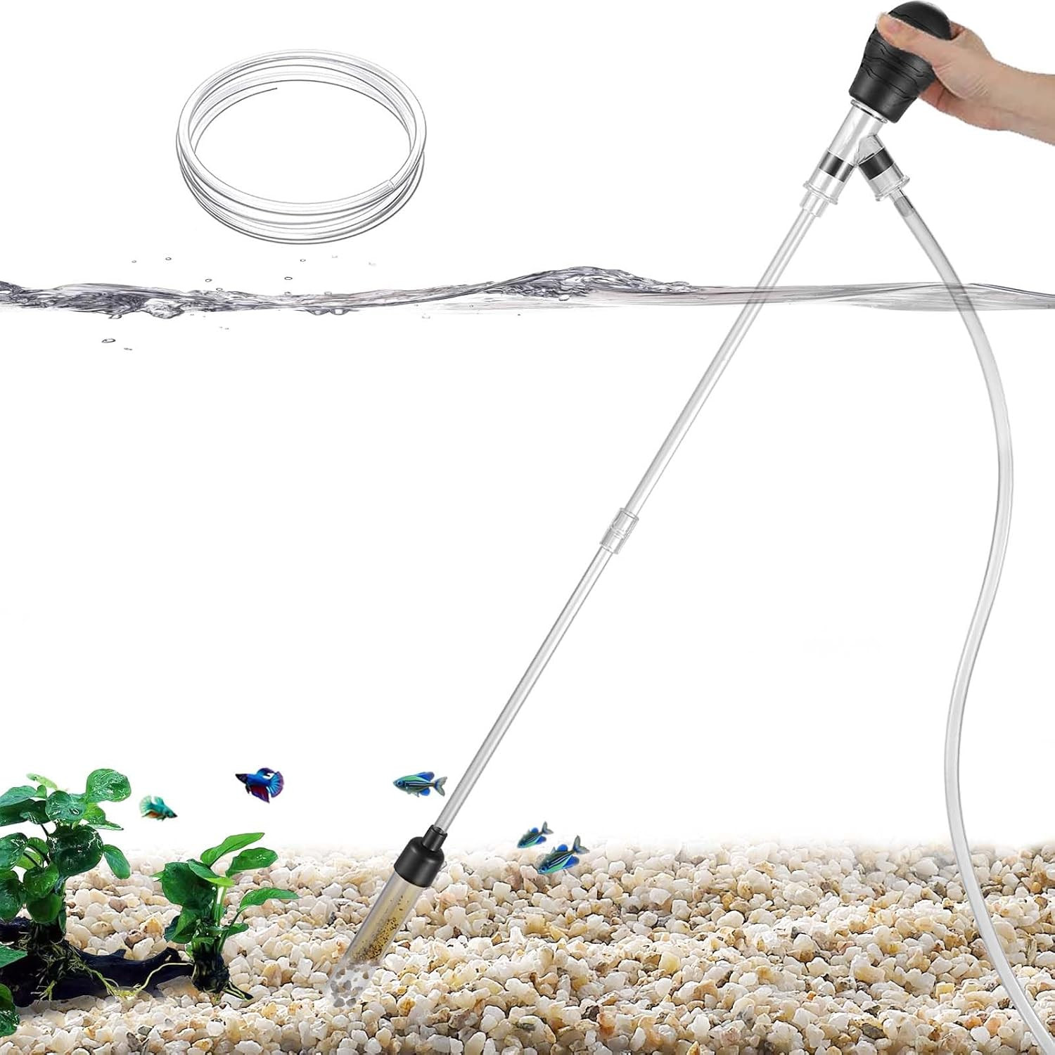 Aquarium Gravel Cleaner with 6Ft Hose for 3-8 Gal Tanks - 2026 Upgrade