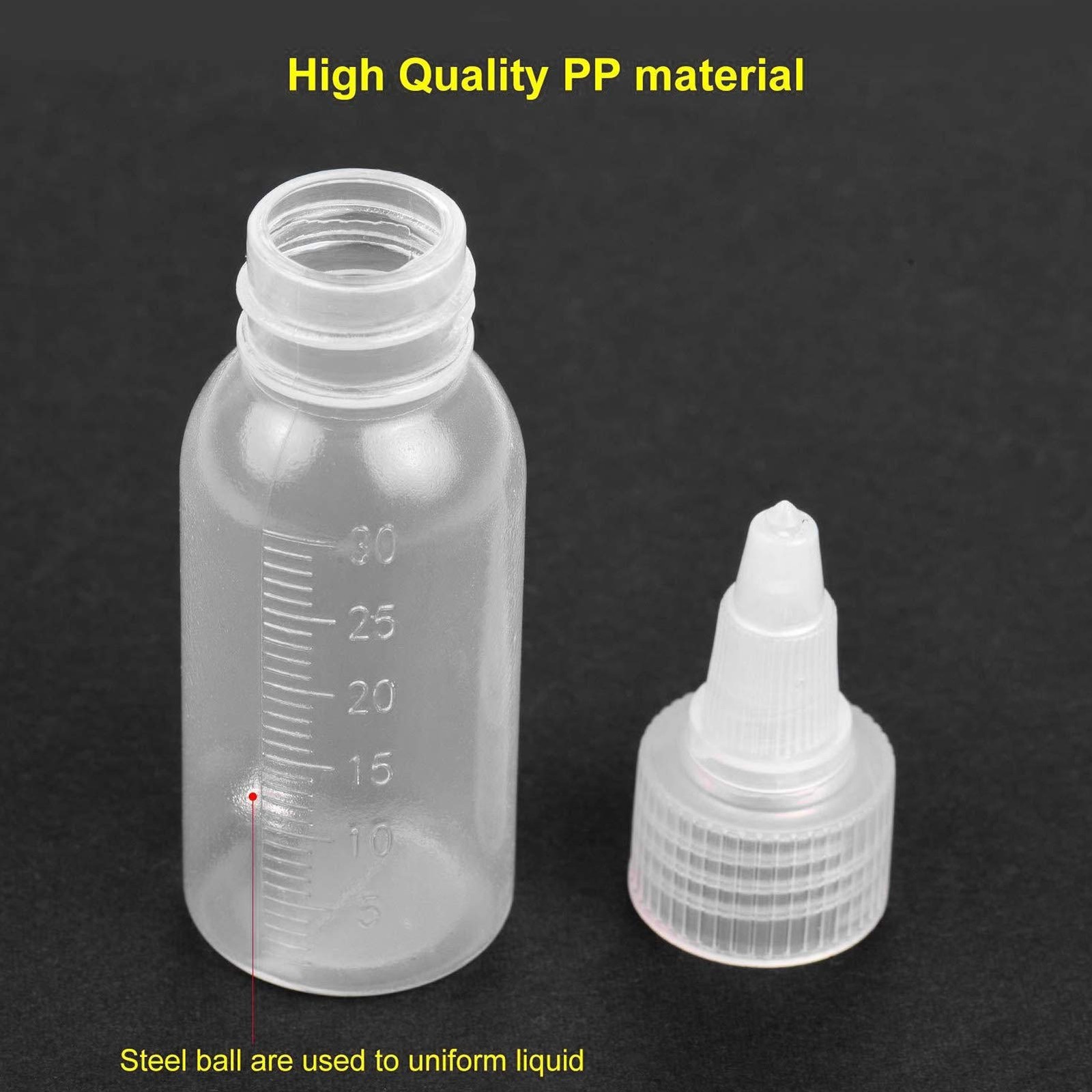 10Pcs 30ml Squeeze Bottles, Paint, Ball Inside, PP Small Plastic, Scale, Pigment