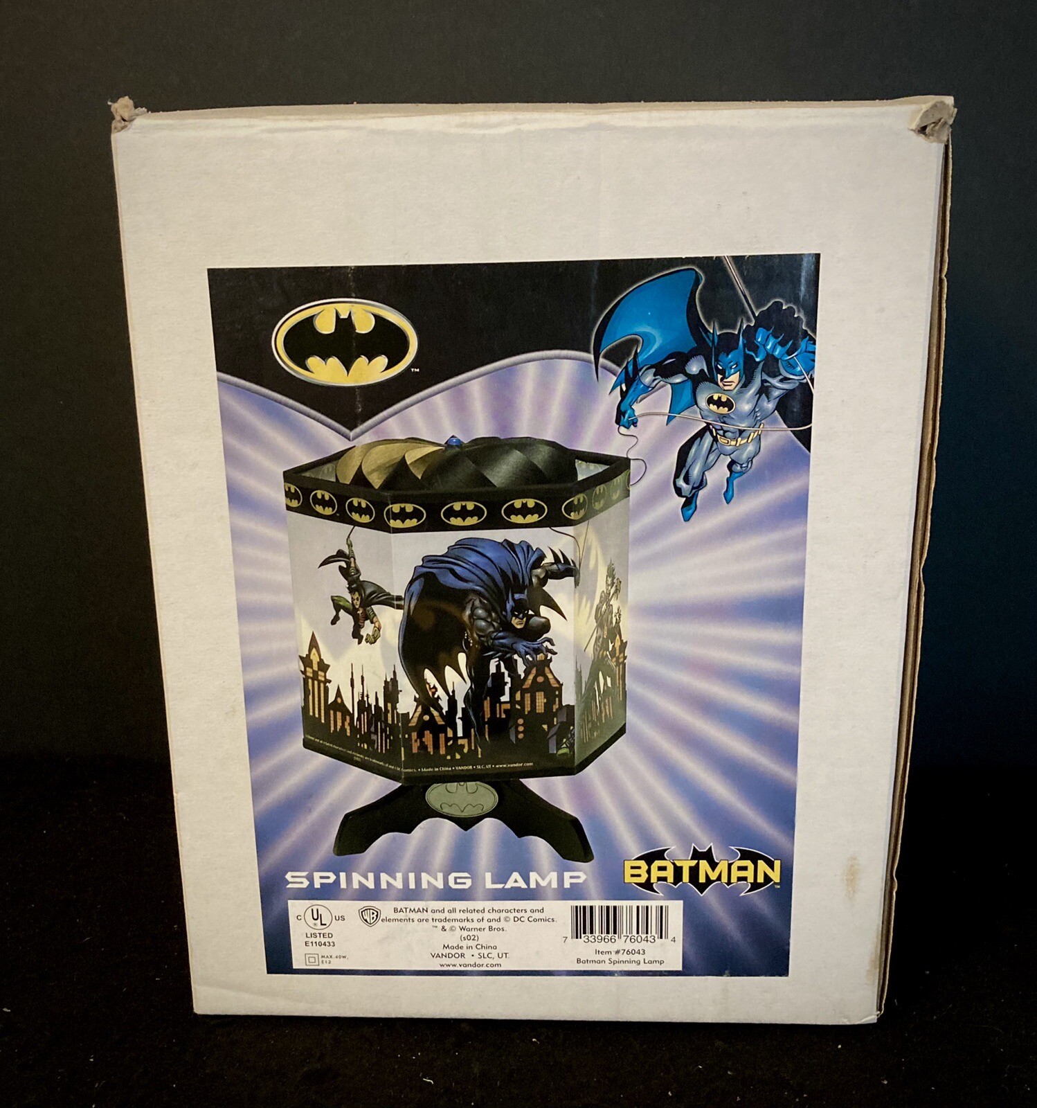 Batman Electric Spinning Lamp New 2002 DC Warner Store Vandor. Never Used. Mint