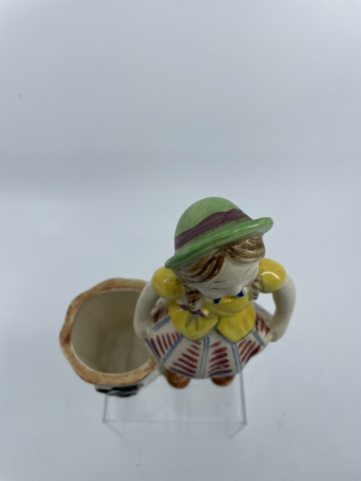 Vintage Planter Girl W/ Dog 6" Occupied Japan Rare Wh5