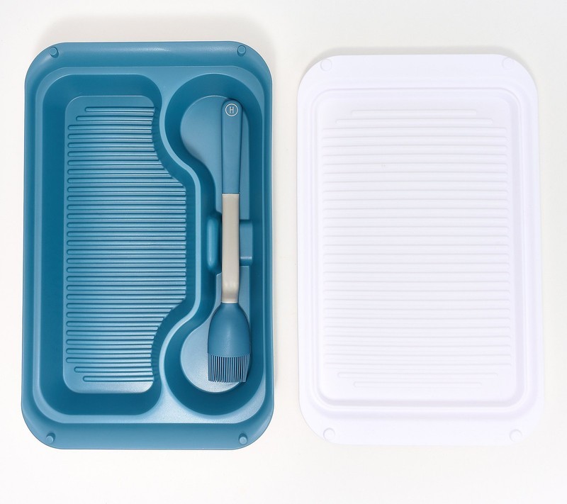 Henning Lee Marinating Tray & Brush Set Dual-Purpose BBQ Prep and Serving Set