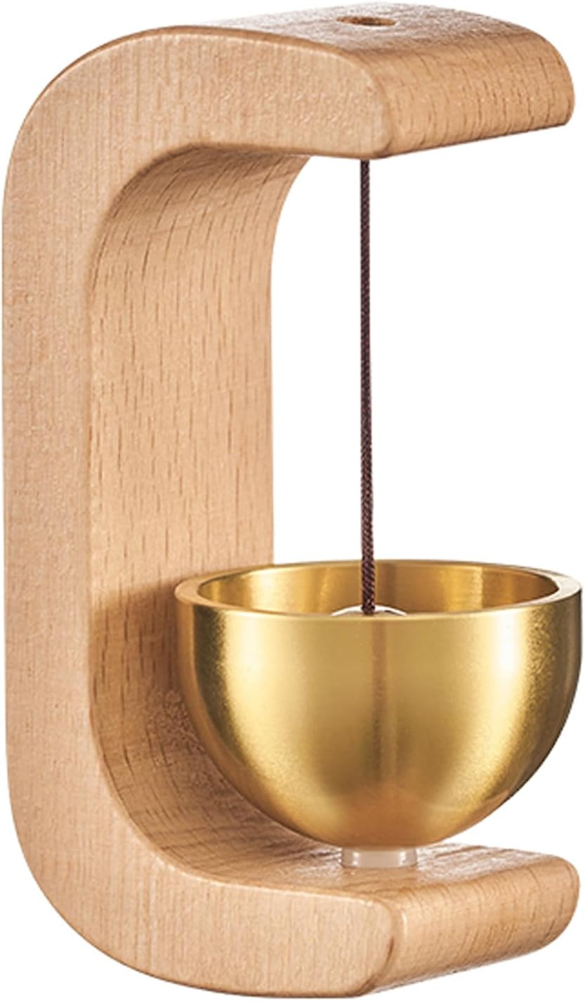Vintage Wooden Magnetic Doorbell with Brass Chime for Home and Shop