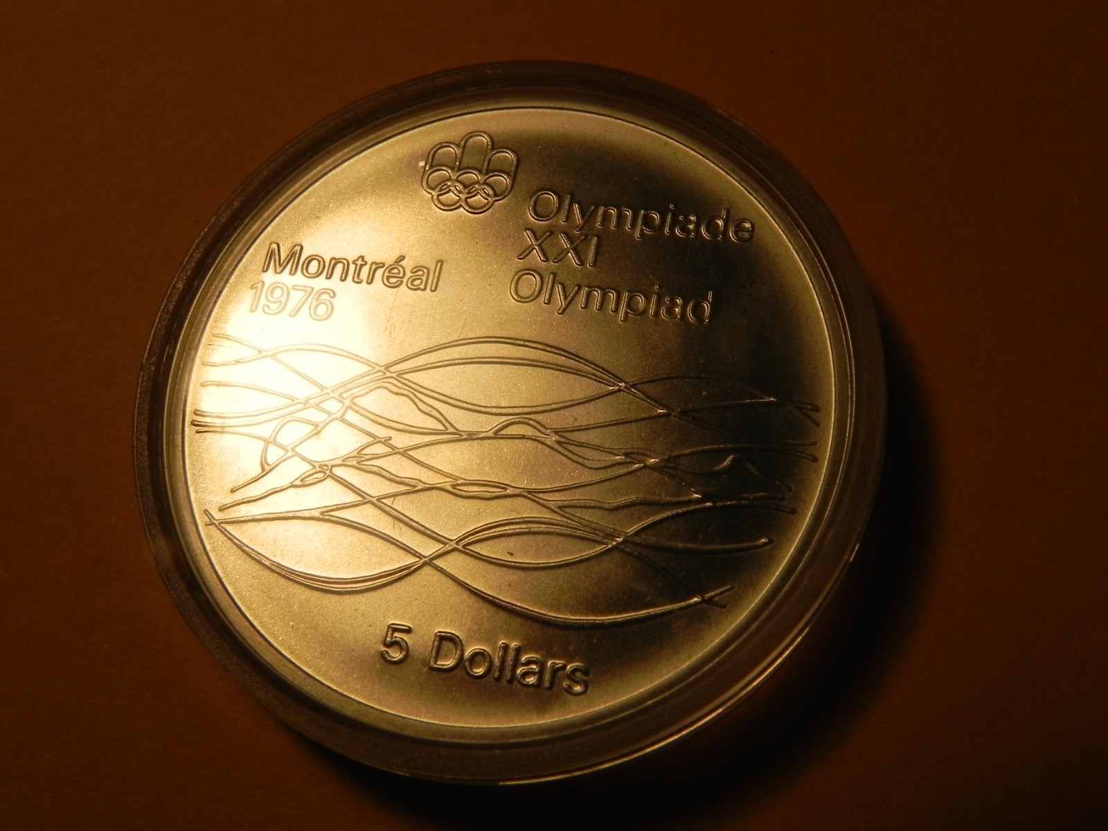1975  CANADA $5 Silver Coin Montreal Olympiad XXI  BU in capsule