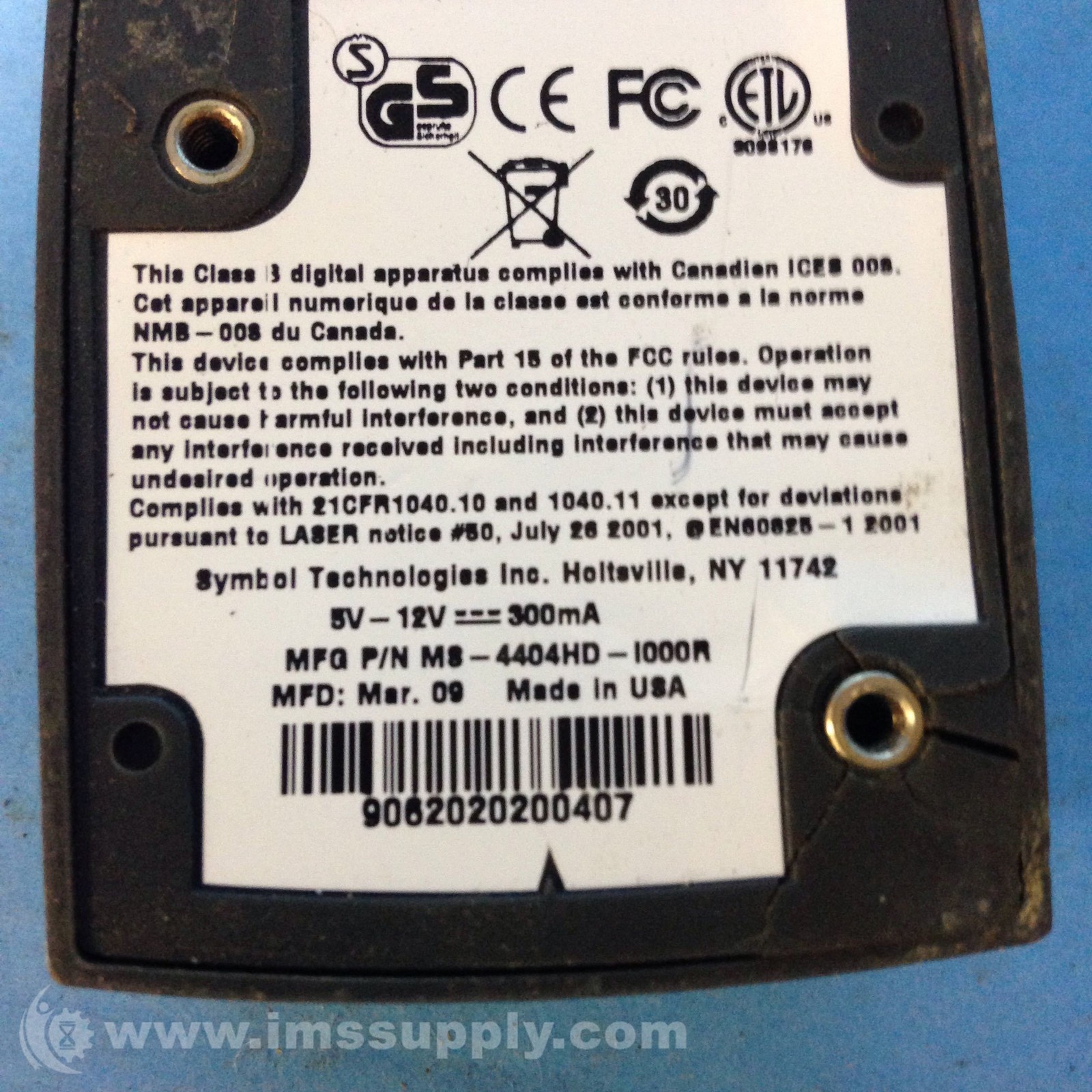 Symbol MS-4404HD-1000R Barcode Scanner USIP