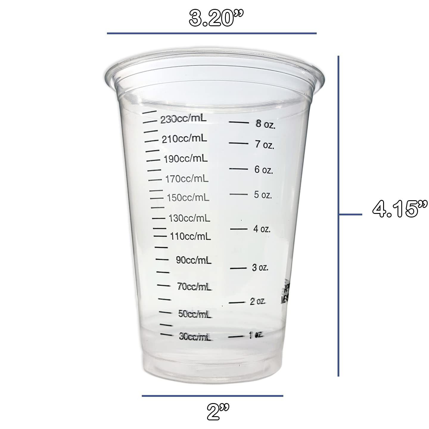 20 8oz Disposable Graduated Clear Plastic Cups for Mixing Paint, 8 Oz,
