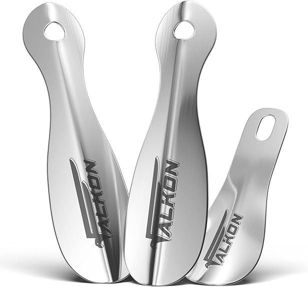 FALKON Set of 3 Metal 7.5” Shoe Horns – Shoe Horns for Women, Men, and Kids,