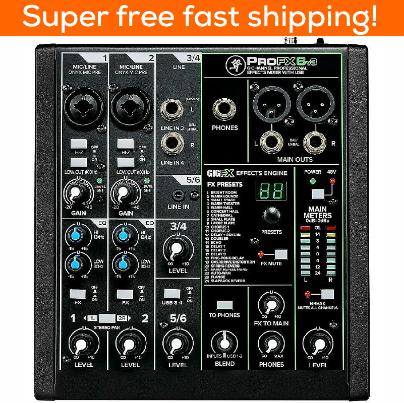Mackie ProFX6v3 6-channel Mixer with USB and Effects - New