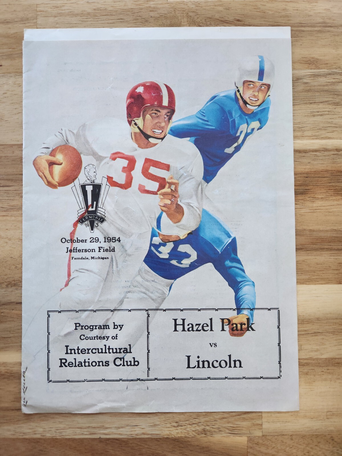 1954 Hazel Park Vs. Lincoln High School Football Program MI Metro Detroit