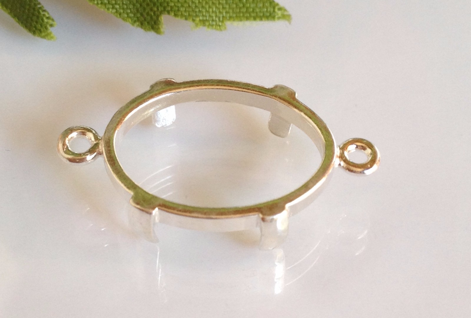 Sterling Silver Oval Cabochon Double Dangle Setting (7x5mm -18x13mm)