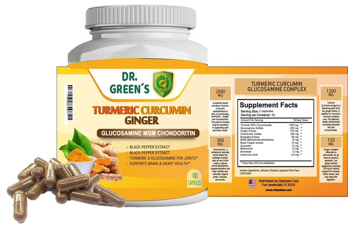 Turmeric Curcumin with Ginger and Bio pepper 2600mg Triple Strength Capsules 100