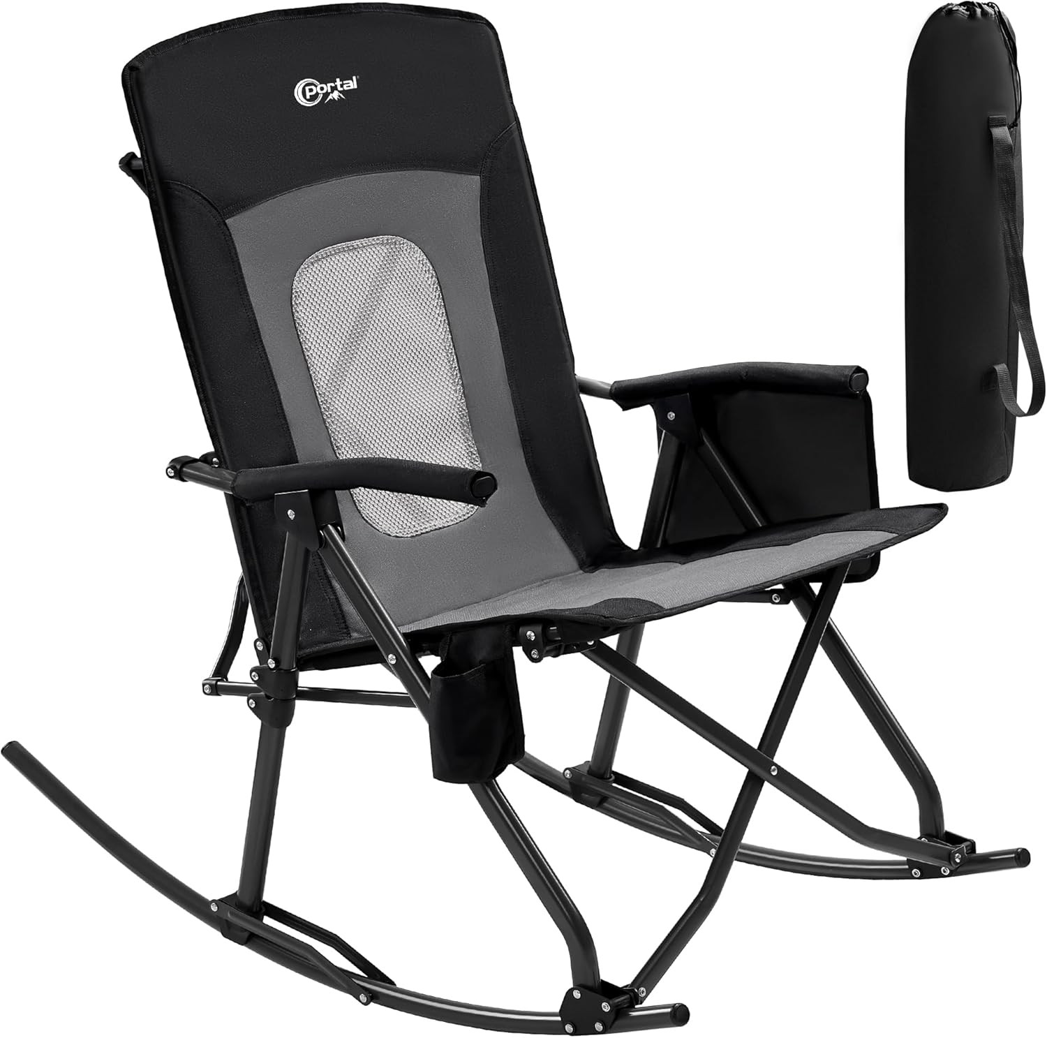 Oversized Folding Rocking Camping Chair Portable Outdoor Rocker with High Back H