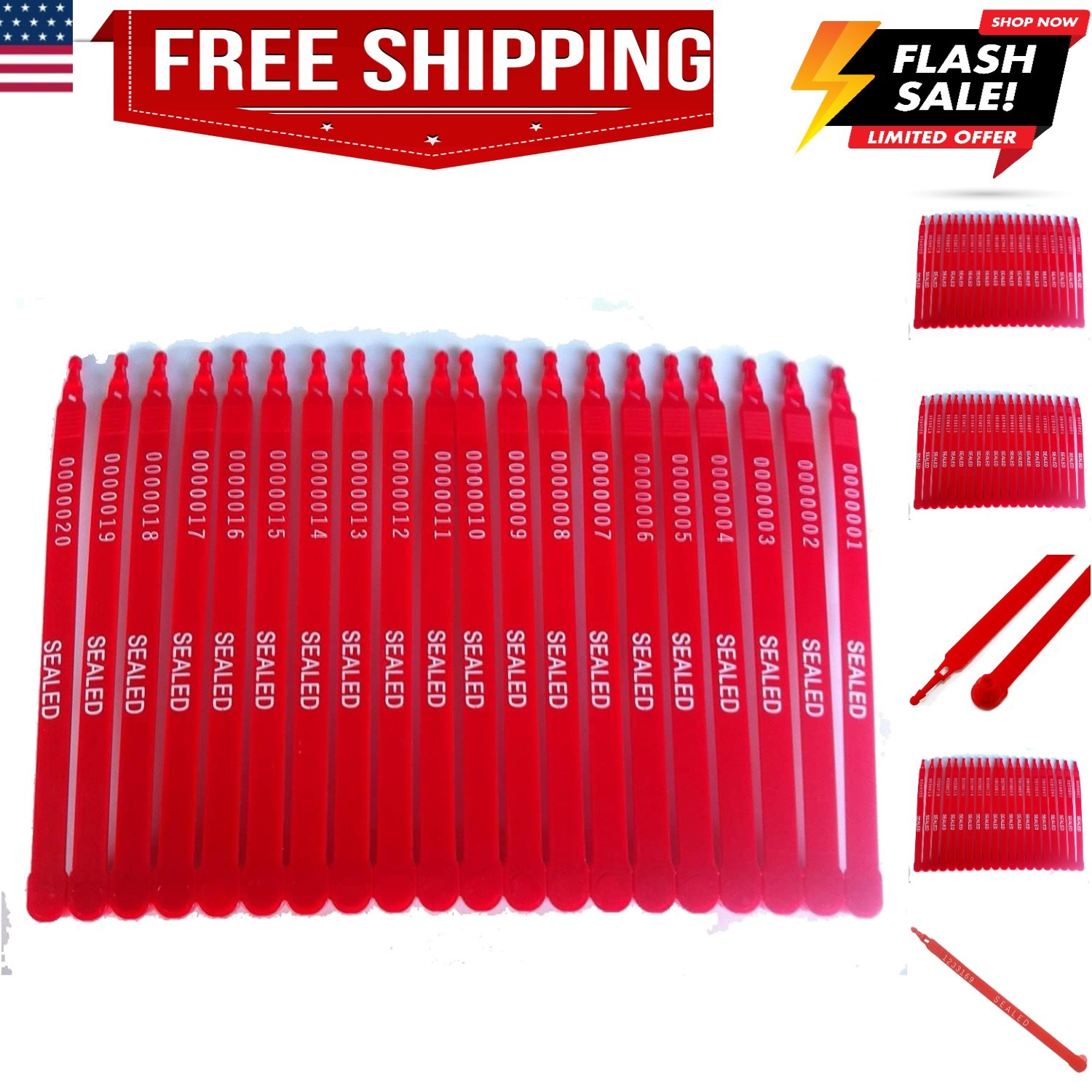 Red Tite-Lock Plastic Truck Door Seal Package of 100