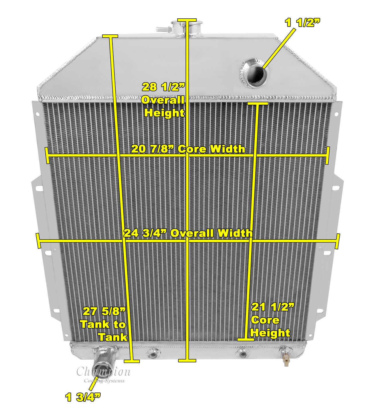 48 49 Ford F1 Pickup Truck w/Ford V8 Champion 3 Row Aluminum Radiator CC4252FD