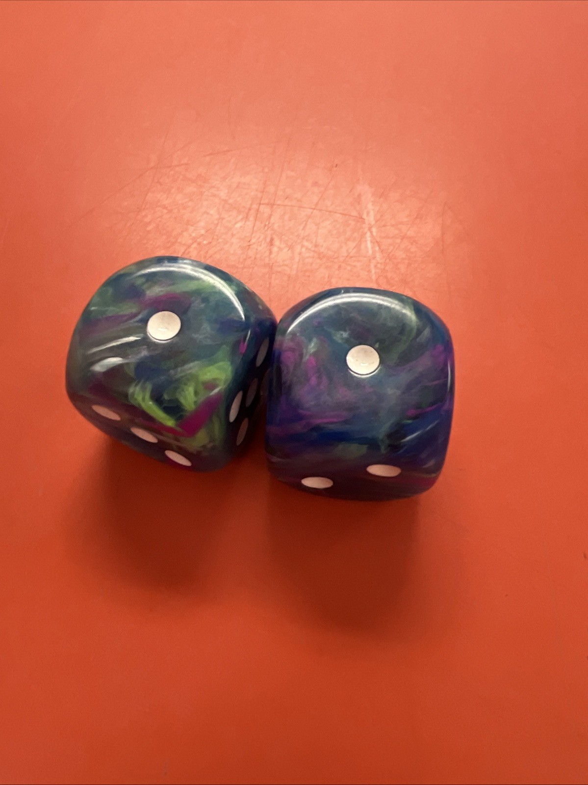 CHX Chessex Gaming Dice D6 16mm Clear Blue Purple Green White Swirl Pattern Dice